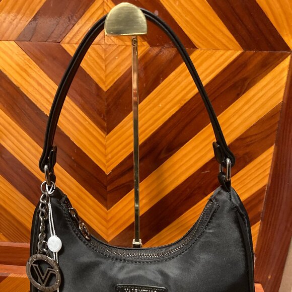 Valentino Orlandi Black Crescent Moon Minimal Nylon Shoulder Bag Charm MSRP $209 - Picture 5 of 9